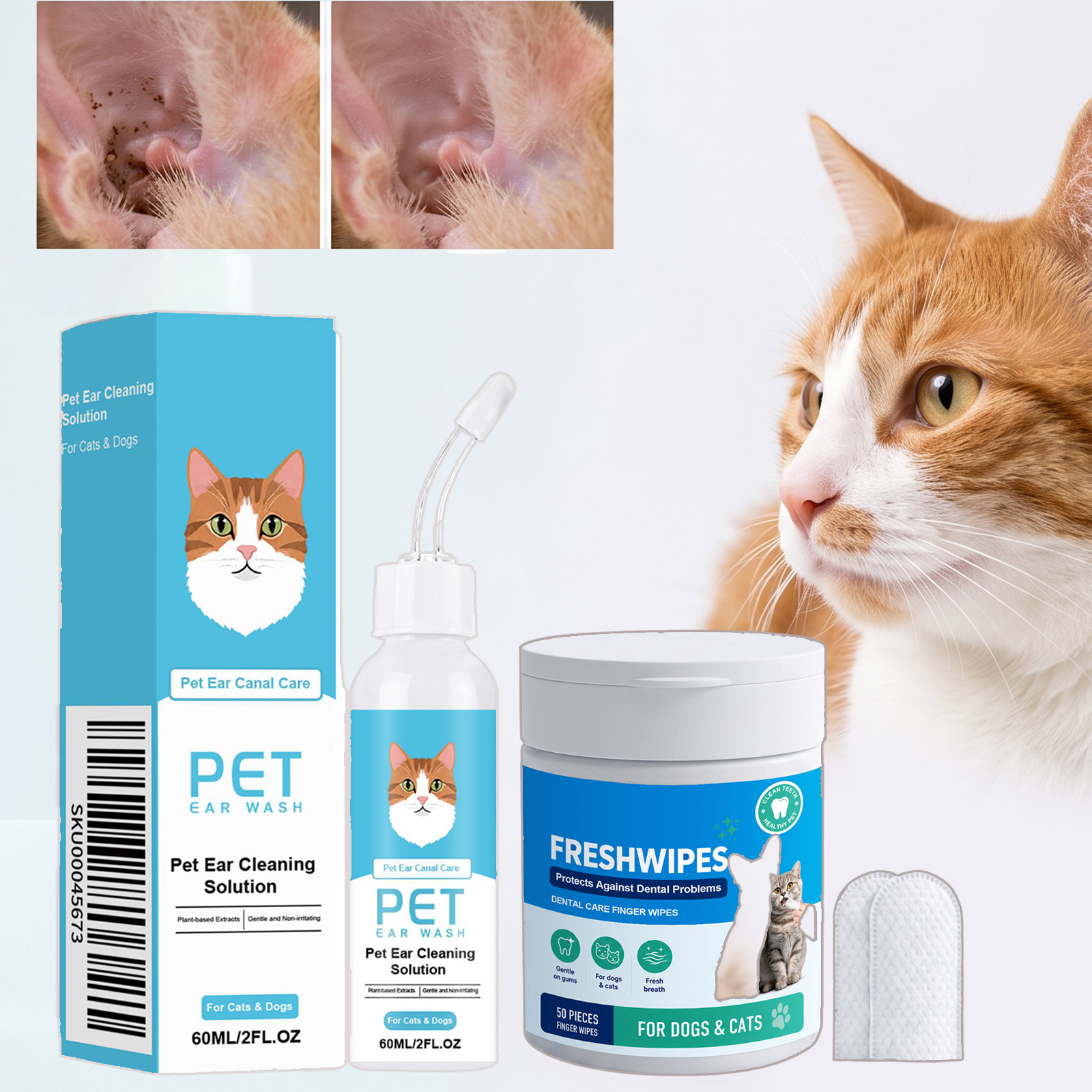 Pet Ear Cleaner - 2 Adet Evcil Hayvan Doğal Kulak