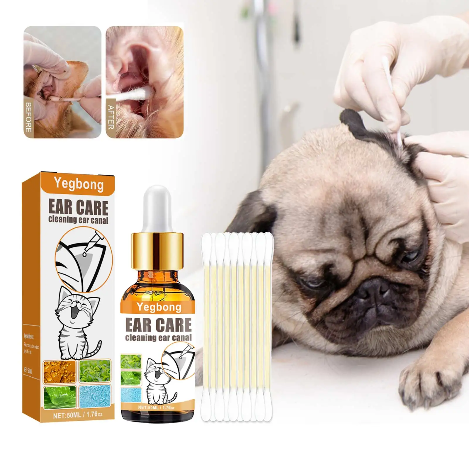 Pet Ear Cleaner - Evcil Hayvanlar Kulak Temizleyici Damlalar Kaşıntıyı
