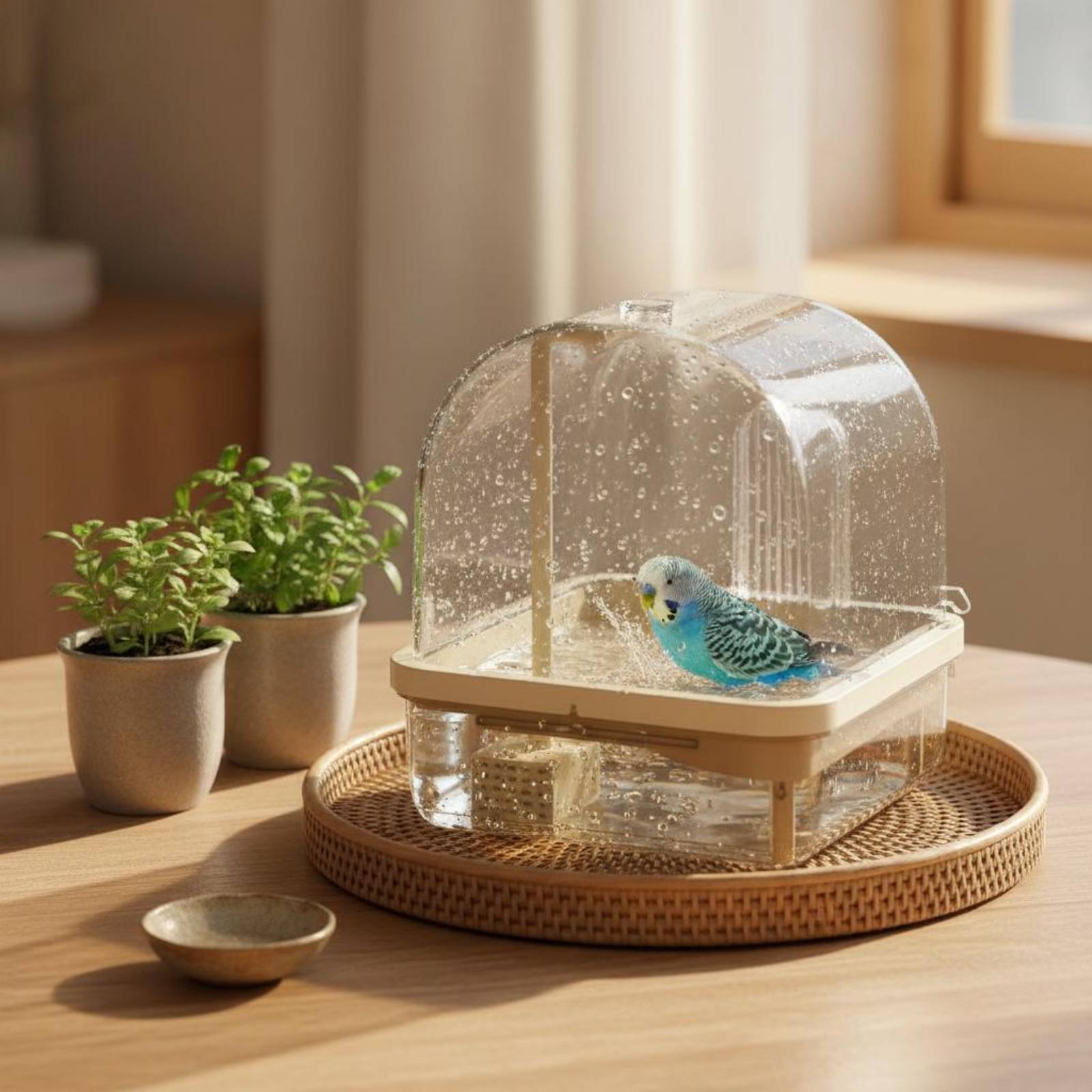 Pet Supplies In - Asılı Kuş Duşu Şeffaf Panoramik Manzaralı